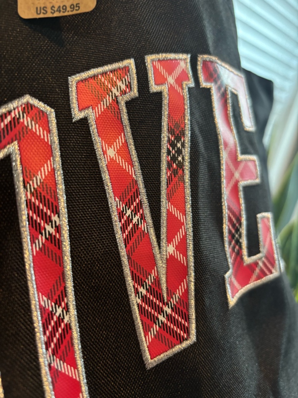 PINK Victoria's Secret Black Tote with Red Plaid LOVE PINK Logo - Picture 2 of 9